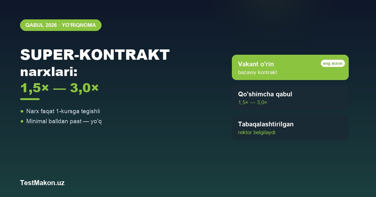 Супер-контракт нархлари: 1,5× дан 3,0× гача